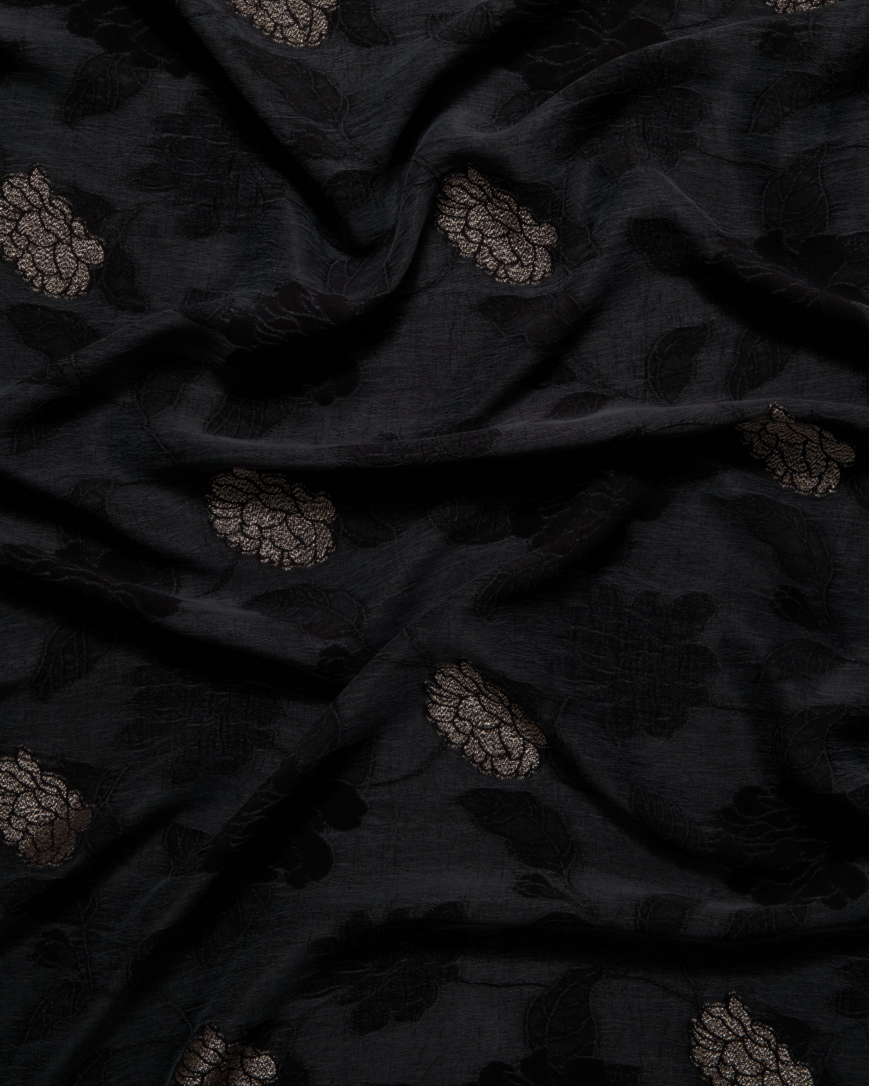 Cupro-Embroidery-Jet-Black-Gold-Tulip